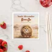 Safari Roaring One Fluffy Leopard Birthday Party スタンダードカクテルナプキン (インサイチュ)