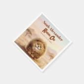 Safari Roaring One Fluffy Leopard Birthday Party スタンダードカクテルナプキン (角)