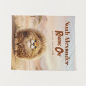 Safari Roaring One Fluffy Leopard Birthday Party タペストリー (正面(横))