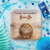 Safari Roaring One Fluffy Leopard Birthday Party ペーパープレート (パーティー)