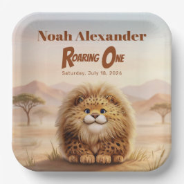 Safari Roaring One Fluffy Leopard Birthday Party ペーパープレート