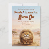 Safari Roaring One Fluffy Leopard Birthday Party 招待状 (正面)