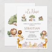 Safari Spanish Baby Shower Boy invitation 招待状 (正面/裏面)