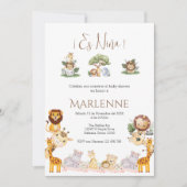 Safari Spanish Baby Shower Girl invitation 招待状 (正面)