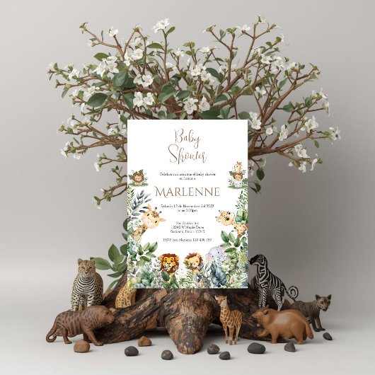 Safari Spanish Baby Shower Girl invitation 招待状