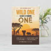Safari Sunset Bold Wild One First Birthday 招待状 (スタンド正面)