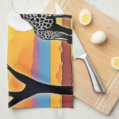 Safari Sunset: Giraffe's Embrace キッチンタオル (四つ折り)