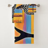 Safari Sunset: Giraffe's Embrace バスタオルセット (インサイチュ)