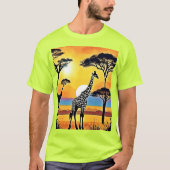Safari Sunset: Giraffe's Embrace Tシャツ (正面)
