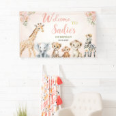 Safari Sweet Girl Floral Birthday  横断幕 (インサイチュ)