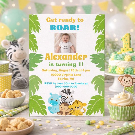 Safari Theme 1st Birthday  招待状