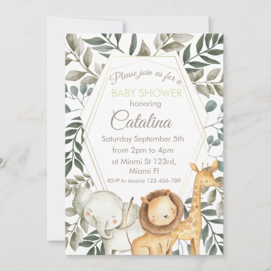 Safari Theme Baby Shower Invitation 招待状 (正面)