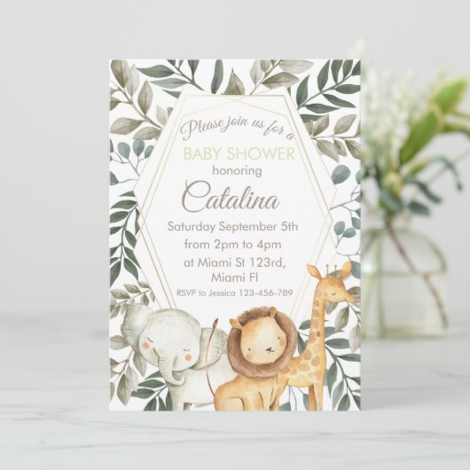 Safari Theme Baby Shower Invitation 招待状 (スタンド正面)