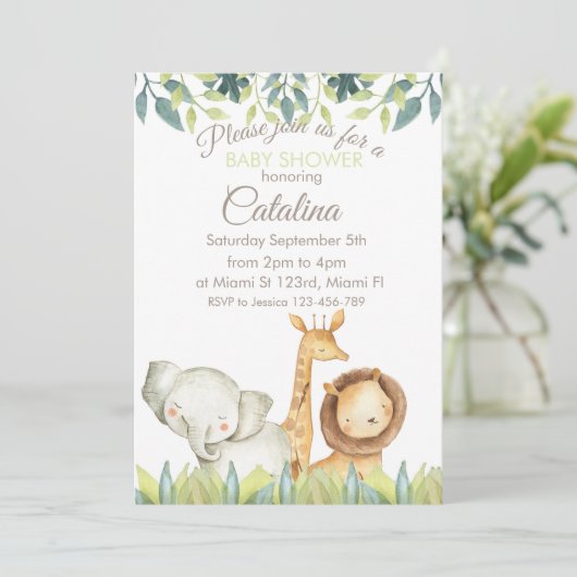 Safari Theme Baby Shower Invitation 招待状 (スタンド正面)