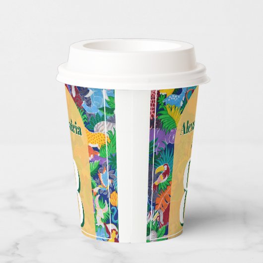 Safari Theme Birthday Custom Age Name  紙コップ (右)