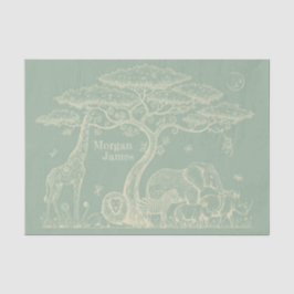 Safari Toile, Neutral Baby Green Boho Adventure 薄葉紙