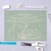 Safari Toile, Neutral Baby Green Boho Adventure 薄葉紙 (クラフト)