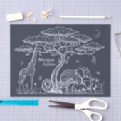 Safari Toile, Neutral Baby Wild Adventure Navy 薄葉紙 (クラフト)