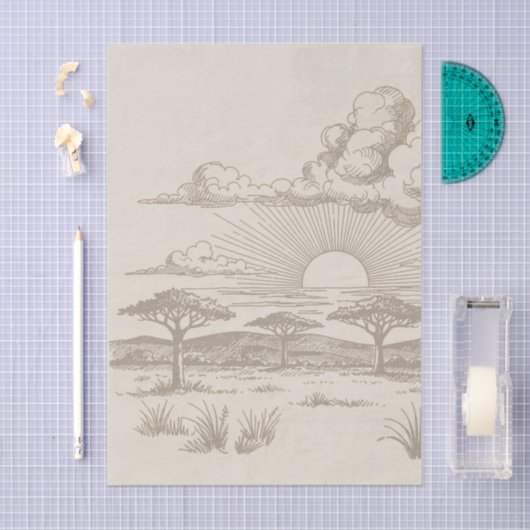 Safari Toile, Neutral Baby Wild Adventure Scene 薄葉紙 (クラフト)