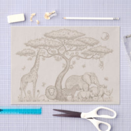 Safari Toile, Neutral Baby Wild Boho Adventure 薄葉紙