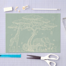 Safari Toile, Neutral Green Baby Wild Adventure 薄葉紙