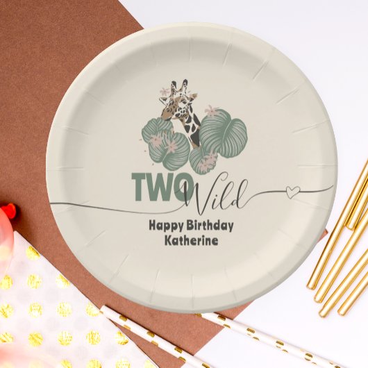 Safari Too Wild Giraffe Animal Birthday ペーパープレート