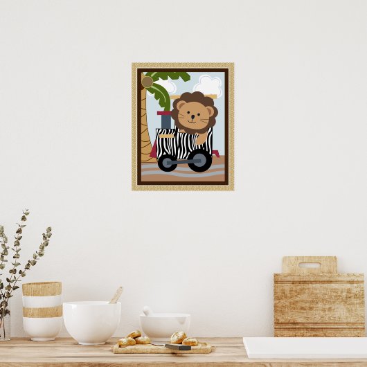 Safari Train Animals Nursery Art Poster ポスター (キッチン)