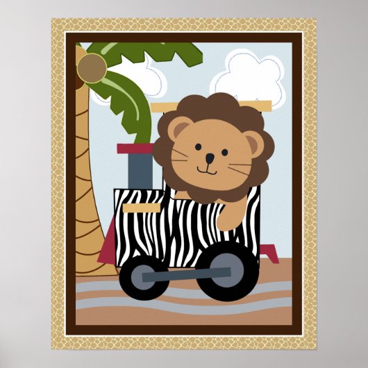 Safari Train Animals Nursery Art Poster ポスター (正面)