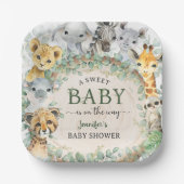 Safari Tropic Jungle Animals Baby Shower ペーパープレート (正面)