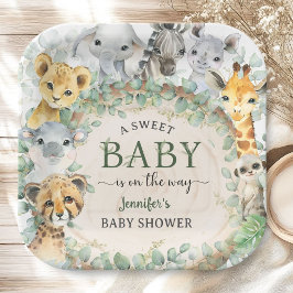 Safari Tropic Jungle Animals Baby Shower ペーパープレート