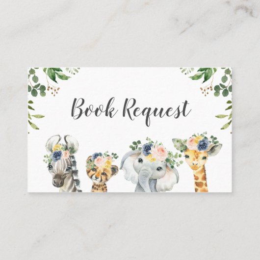 Safari Twinsベビーシャワーブックリクエストの挿入 名刺 (裏面)