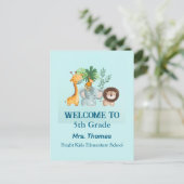 Safari Welcome Back to School Teacher Postcard  シーズンポストカード (スタンド正面)