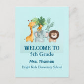 Safari Welcome Back to School Teacher Postcard  シーズンポストカード (正面)