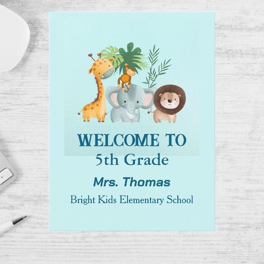 Safari Welcome Back to School Teacher Postcard  シーズンポストカード