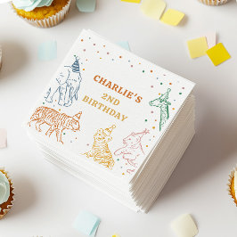 Safari Wild Animals 2nd Birthday スタンダードカクテルナプキン