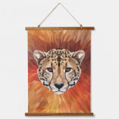 Safari Wild Cats Modern Abstract Polygonal Pop Art 吊り下げ型タペストリー (正面)