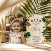 Safari Wild One誕生日の写真サンキューカード 招待状