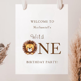Safari wild one 1st birthday welcome sign  ポスター