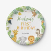 Safari Wild One Animals Birthday Party ペーパープレート (正面)