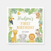 Safari Wild One Animals Birthday Party Napkin スタンダードカクテルナプキン (正面)