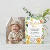 Safari Wild One Animals Birthday Party Photo サンキューカード (スタンド正面)