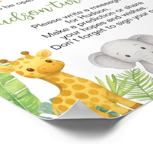 Safari Wild One Animals Birthday Time Capsule Sign ポスター (角)