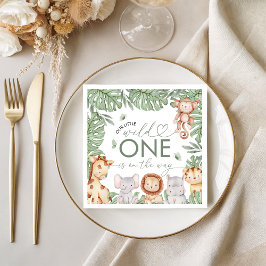Safari Wild One Baby Shower Napkin スタンダードカクテルナプキン