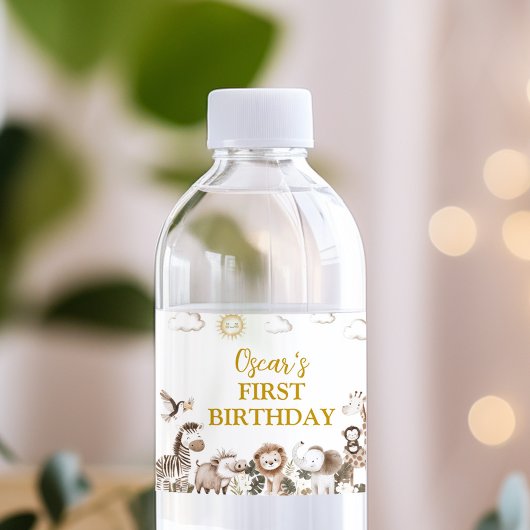 Safari Wild One Birthday Party Water Bottle Label ペットボトルラベル