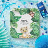 Safari Wild One Jungle Animal 1st Birthday ペーパープレート (パーティー)