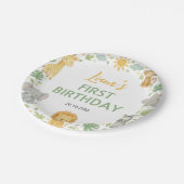 Safari Wild One Jungle Animals Birthday ペーパープレート (アングル)