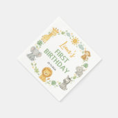 Safari Wild One Jungle Animals Birthday Napkin スタンダードカクテルナプキン (角)