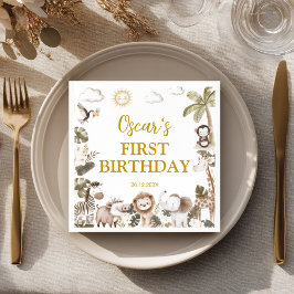 Safari Wild One Jungle Animals Birthday Party スタンダードカクテルナプキン