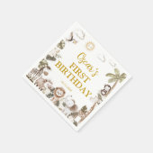 Safari Wild One Jungle Animals Birthday Party スタンダードカクテルナプキン (角)