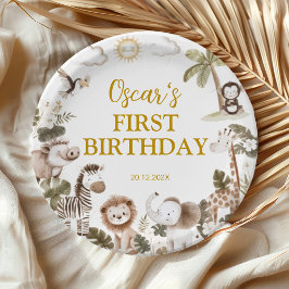 Safari Wild One Jungle Animals Birthday Party ペーパープレート
